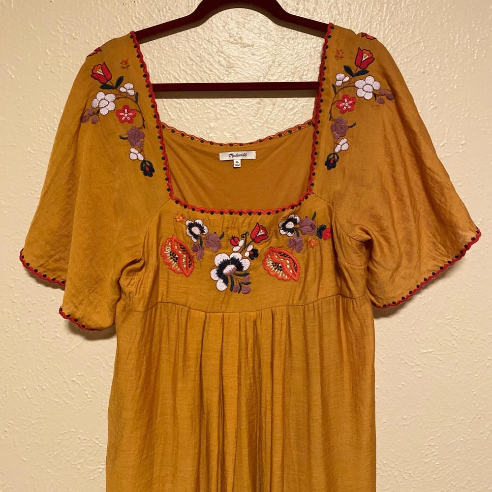 Madewell XL Golden Yellow Embroidered Sundress